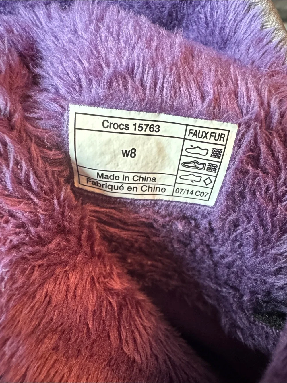 CROCS Duet Busy Day Fleece Lined Mid Calf Boots with Purple Lining Size 8